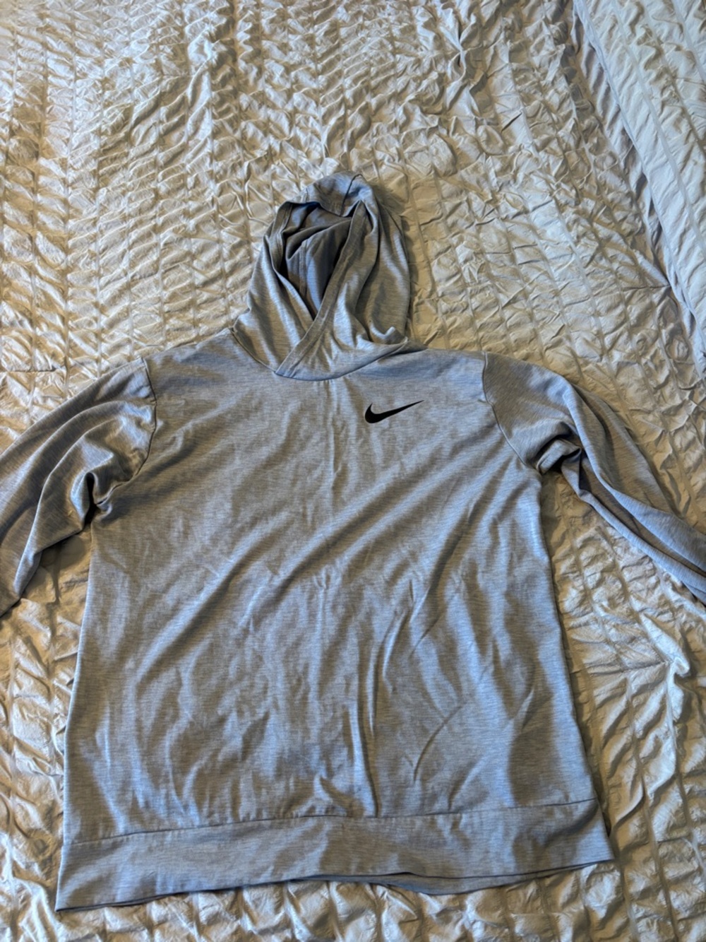 Nike Light Gray Crewneck Hoodie with Black Swoosh